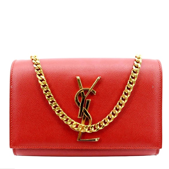Rare! YSL SAINT LAURENT Grain De Poudre Small Monogram Kate in Red - Picture 5 of 16